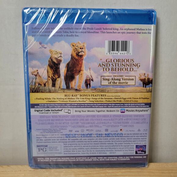BLU-RAY + DVD + DIGITAL Mufasa: The Lion King NEW / SEALED - Picture 2 of 2